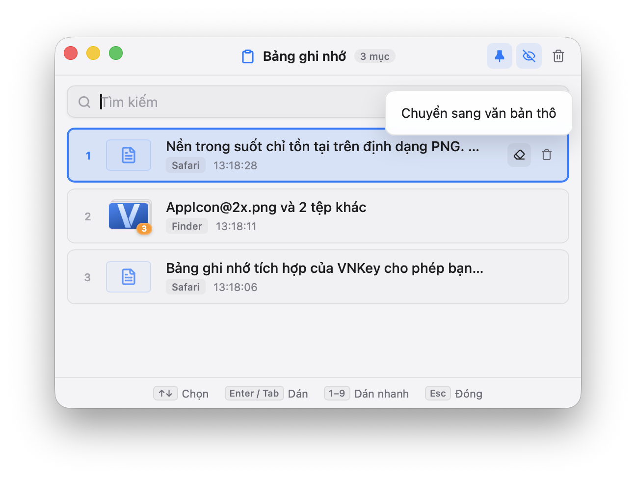 Quản lý clipboard VNKey